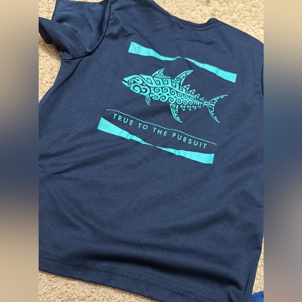 Columbia Kids' Navy Blue Tee with Turquoise Graphic